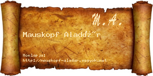 Mauskopf Aladár névjegykártya